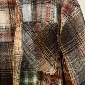 Ladies BDG distressed flannel button up